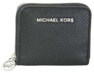 Michael Kors Ashland Small Zip Around Billfold Leather Wallet Black 