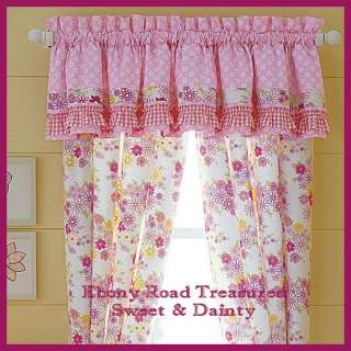 Ditzy Daisys on a bed of white. 1 drapery pair (including tiebacks 