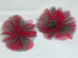 Christmas Colors Tulle Hair Bow with alligator clip  
