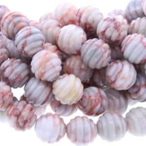 Pink Web Jasper  Ball Carved   12mm Diameter, Sold by 16 Inch Strand 