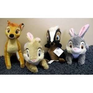  Retired Disney Bambi 6 Plush Set with Bambi, Thumper, Mrs 