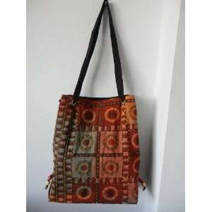 Cotton Hobo Bag Purse Thai Shoulder Handbag Circle Embroidery Handmade 
