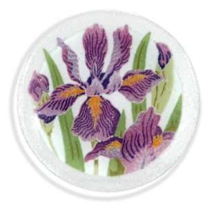  Peggy Karr Glass 6 Inch Wild Iris Glass Plate, Round 