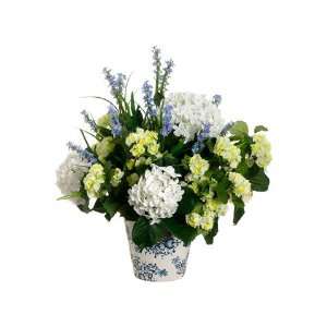   Lobelia/Hydrangea/Snowball in Pot White Blue Patio, Lawn & Garden