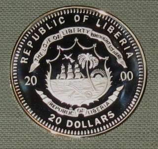 2000 LIBERIA $20 PROOF SILVER COIN 6616 ASW D28  