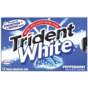 Trident White Peppermint Sugarless Gum   12 Pack  Grocery 