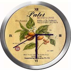  PATEL 14 Inch Coffee Metal Clock Quartz Movement Kitchen 