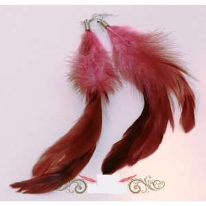  Feather Earrings Pink Beauty