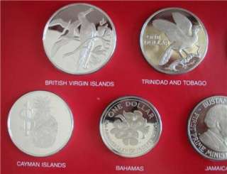 1983 THE CARIBBEAN 7 STATES 7 Silver Proof Coins Set  