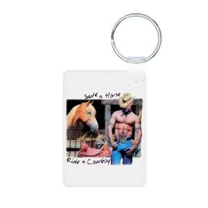 Aluminum Photo Keychain Country Western Cowgirl Save A Horse Ride A 