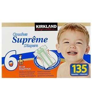  Kirkland SignatureTM Supreme Diapers Size 6; Quantity 135 