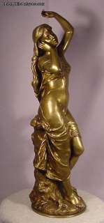 Antique Bronze Lady Sculpture Hippolyte Moreau  