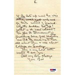  Bill Tilden Hand Signed & Written 1 Page Letter Psa Coa   MLB 