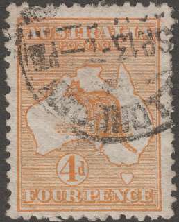 Australia 1913 4d Roo Orange Yellow Used SG6a cat £75  