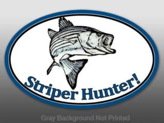 Oval Striper Hunter Sticker  decal hunt fun fishing rod  