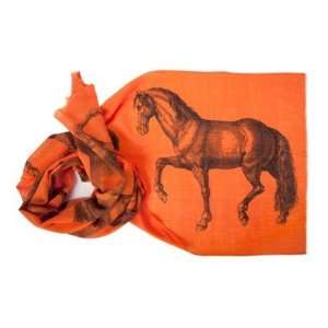   2012 Thomas Paul X Long 100% Wool Alcazar Orange Equus Horse Scarf