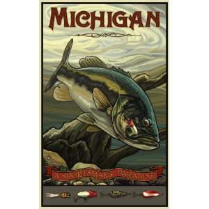  Northwest Art Mall Michigan Bass Fishing Artwork by Paul A 