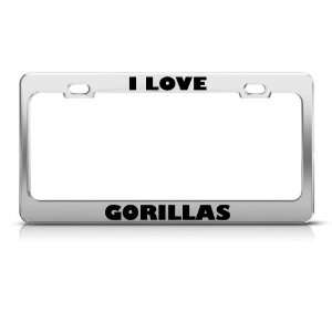 Love Gorillas Gorilla Monkey Animal Metal license plate frame Tag 