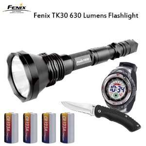  Fenix TK30BK TK30 630 Lumens Flashlight + 4 CR123A Lithium 