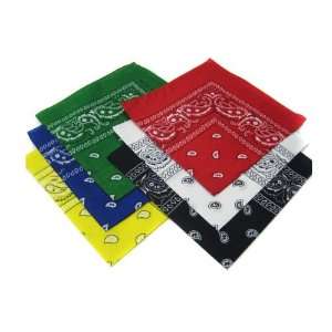  6 Color Pack Double Sided Print Paisley Bandana Scarf 