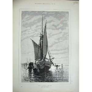  1888 Montalba Lagunes Venice Ship Boat Birds Fishing