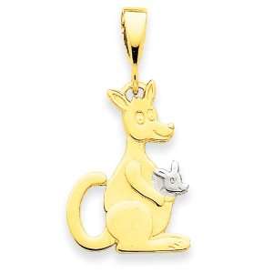    14k Gold & Rhodium Polished Kangaroo with Joey Pendant Jewelry