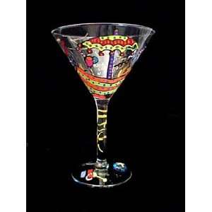Beach Party Design   Hand Painted   Grande Martini Glass   10 oz 
