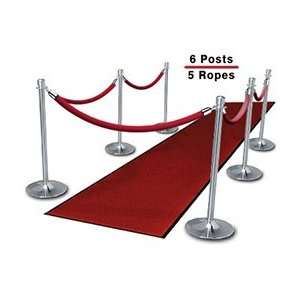  Traditional Stanchions (6 pack with 5 Red Velvet Ropes 