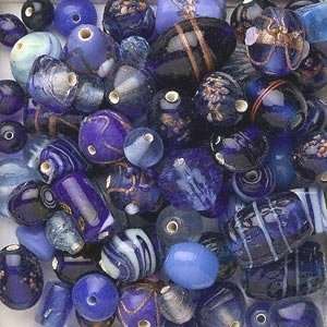  Beaders Delight Fancy Lampwork Beads Mix #9 BLUE 100g 