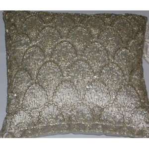 Beaded Silver Throw Pillow Glittering Sparkling Beads Accent Toss 