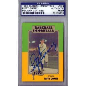  Signed Lefty Gomez Baseball   1980 Immortals Card PSA DNA 