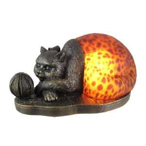  Darling Sleeping Cat Tortoiseshell Glass Accent Lamp Light 