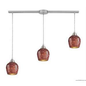  3 Light Linear Pendant In Satin Nickel And Copper Mosaic 
