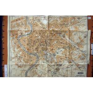  MAP 1909 STREET PLAN TOWN ROMA ROME ITALY TEVERE RIVER 