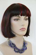 Black Highlight Red Red Short Straight Fun Color Costume Wigs  