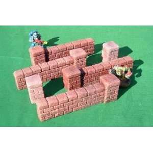  28mm Terrain Red Brick Walls (4) Toys & Games