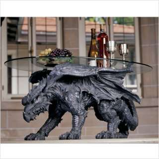 Design Toscano Warwickshire Dragon Glass Topped Coffee Table Gray 
