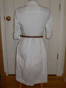Tory Burch White Blythe Belted Shirt Dress NWT 8  