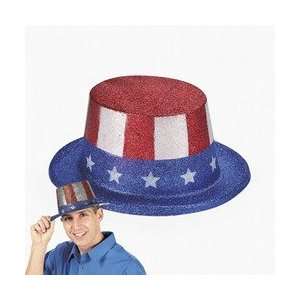  12 Patriotic Glittery Top Hats 