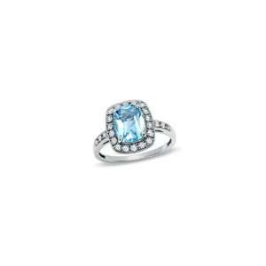 ZALES Cushion Cut Blue Topaz and Lab Created White Sapphire Frame Ring 