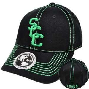   Top World Black Green Stitch Flex Stretch Fit Hat