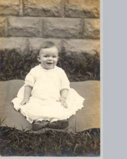 Antique Post Card Real Photo Smiling Baby 1900 10  