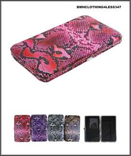 NEW Ladies Snake Pattern Flat Metal Frame Wallet Available In 3 Colors 