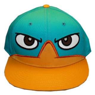 is a 100% cotton adult hat featuring an embroidered Perry The Platypus 