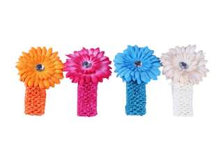   24pc Daisy Flower Clip Crochet Baby Headbands Hair Clips Set  