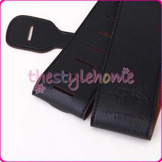 Black PU Leather Guitar Strap solid and durable simple Style lessen 