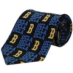  UCLA Bruins Black Wordmark Print Silk Neck Tie Sports 