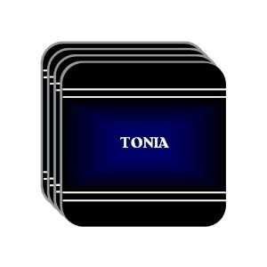 Personal Name Gift   TONIA Set of 4 Mini Mousepad Coasters (black 