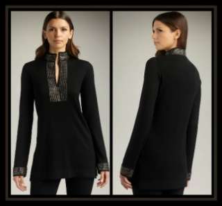   Embellished Tory Merino Wool Tunic L 8 10 12 UK 12 14 NWT $295 Black