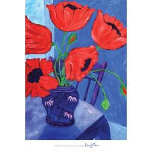 Poppies in Blue Room by Loughlin 36 X 24 Poster 